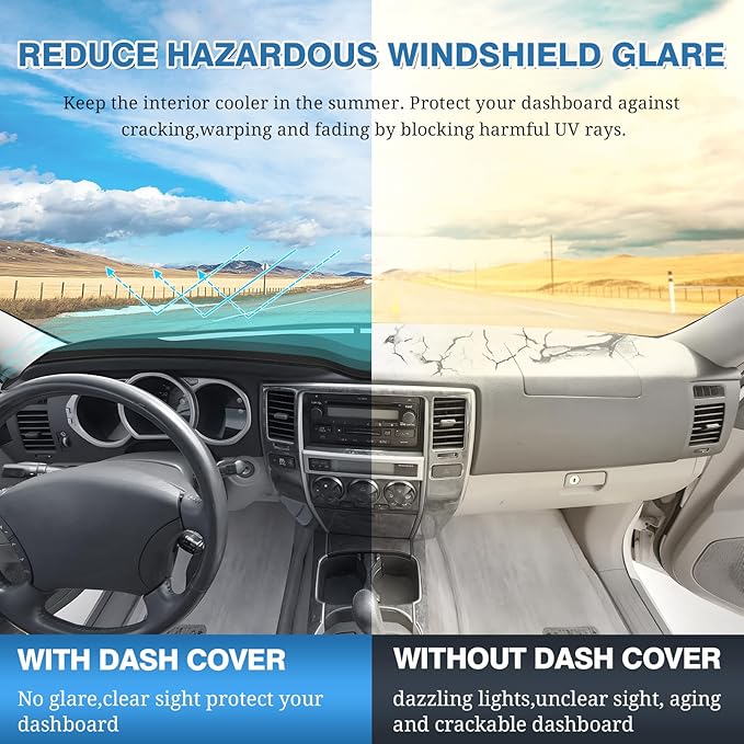 FIILINES Dash Cover for Toyota 4Runner 2003-2009, Dashboard Mat Accessories Dash Cover Sunshade Nonslip Mesh Protector No Gla