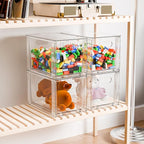 Yieach 4 Pack Large Stackable Storage Drawers,11″Deep Under Cabinet Organizer,Baby Bottle Organizer,Clear Stacking Pull Out D