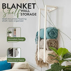 RELODECOR Blanket Wall Rack – Decorative Farmhouse Style Wooden Ladder – Rustic Quilt & Towel Holder – Wall Mounted Storage R
