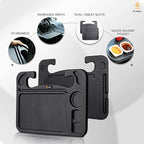 EcoNour 4 in 1 Car Steering Wheel Tray - 2026 Upgraded Tray with Dual Sauce Dip Holder and Tablet Holder | Spacious Steering Wheel Desk for Food and Laptop | Car Accessories (Large)