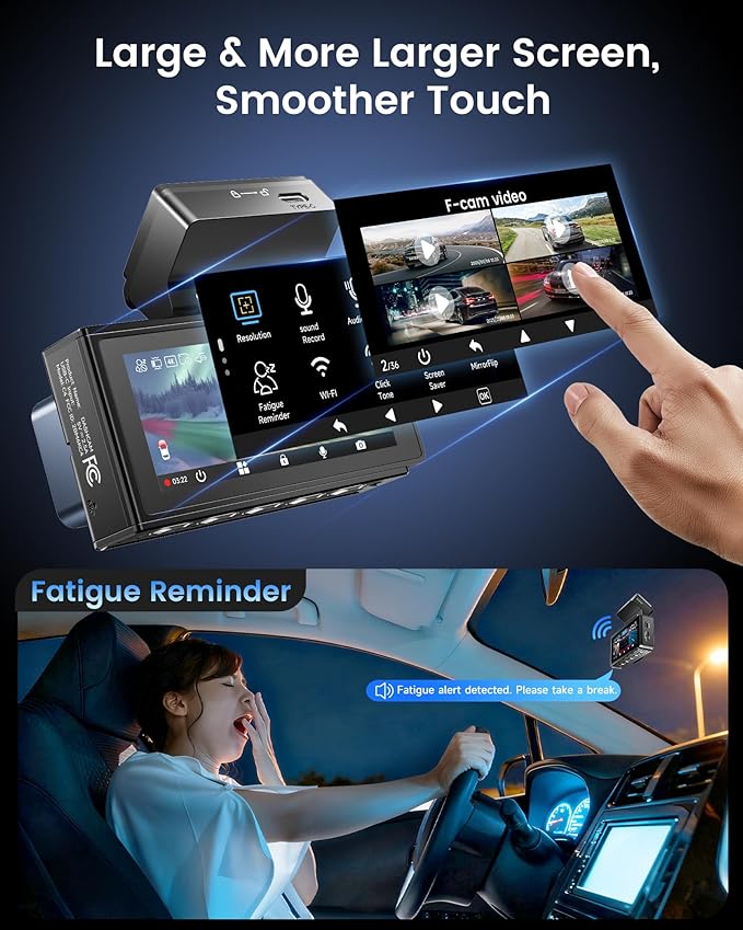 Dash Cam Front and Rear - Sarmert C4 Dual 4K Built-in GPS and 5G WiFi, Free 128GB Card Included, HDR Night Vision, WDR, 4K UH