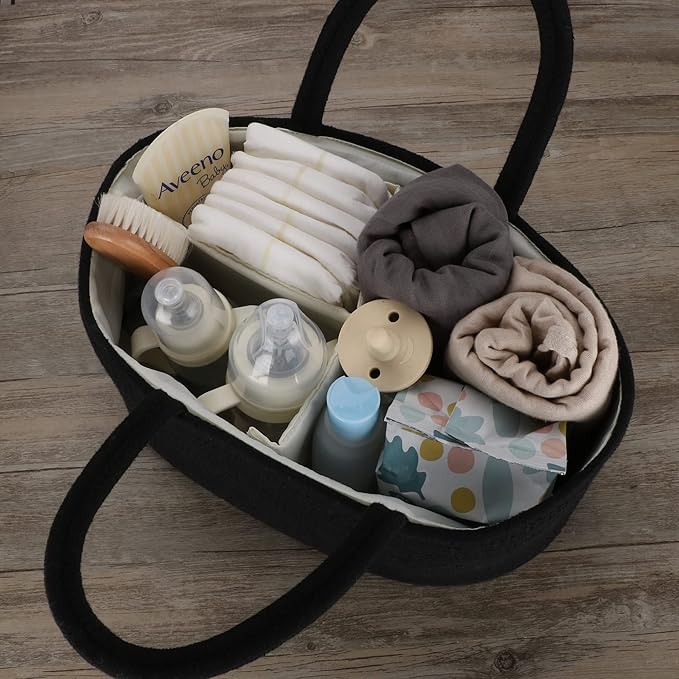 Baby Diaper Caddy Organizer for Girl Boy Cotton Rope Nursery Storage Bin Basket Portable Holder Tote Bag for Changing Table C
