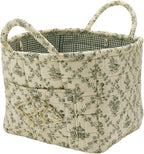 Boho Fabric Storage Basket, Large Capacity Laundry Basket, 12.2'' x 10.23'' x 10.23'' Collapsible Laundry Hamper with Easy Ca