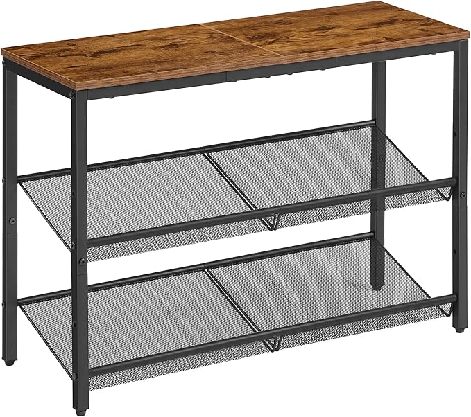 VASAGLE Shoe Rack for Entryway, 3-Tier Shoe Rack Organizer with Storage Shelves and Spacious Top, Freestanding, Adjustable, I