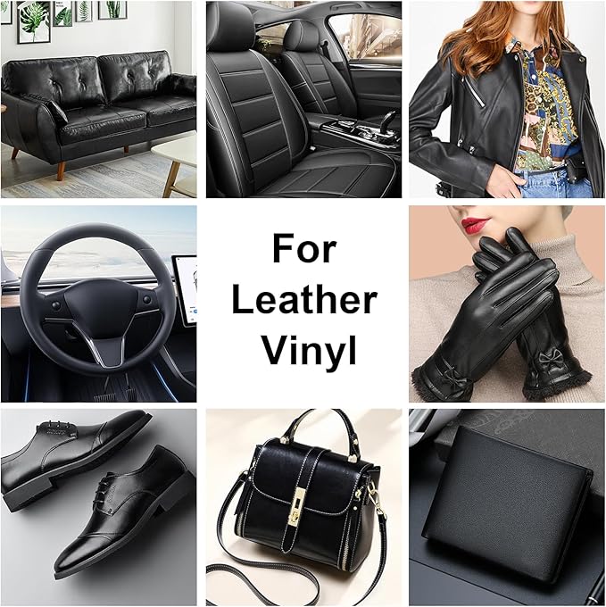 Black Leather Recoloring Balm, Leather Repair Kit for Furniture, Leather Scratch Remover, Leather Color Restorer for Couch, C