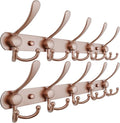 Dseap Coat Rack Wall Mounted - 5 Tri Hooks, Heavy Duty, Stainless Steel, Metal Coat Hook Rail for Coat Hat Towel Purse Robes 