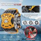 Snow Chains for Car 6 Pack, Emergency Anti Slip Chains for SUV/Trucks/ATV, Adjustable Universal Winter Security Chains for Ic