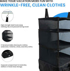 Grand Fusion Stow-N-Go Packing Organizer for Luggage, Portable Hanging Travel Shelves, Carry-On Closet, Hanging Packing Cubes