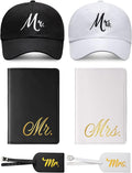Jeyiour 6 Pieces Mr and Mrs Gifts Set for Couple Including Bride Baseball Caps Groom Mr and Mrs Luggage Tags Passport Covers 