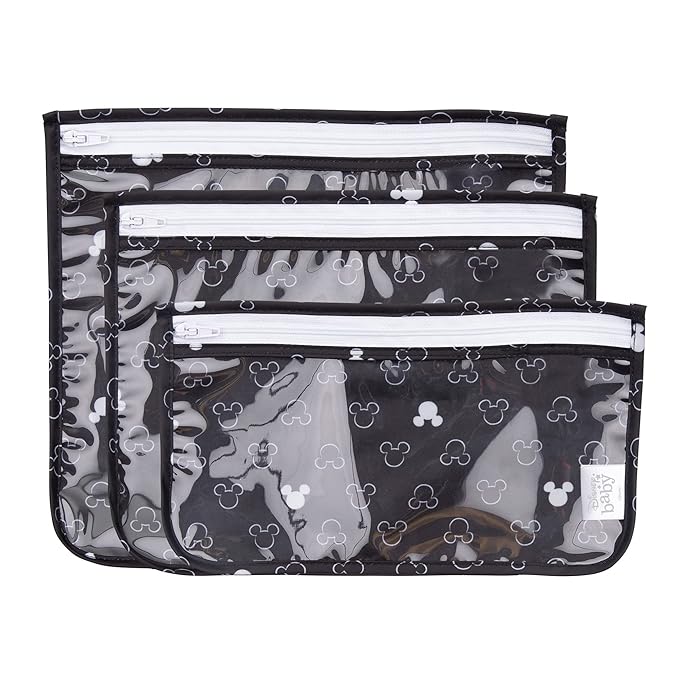 Bumkins Disney Travel Bag, Toiletry, TSA Approved Pouch, Zip Bag, Quart Size Airline Compliant, Clear-Sided, Baby, Diaper Bag