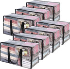 Vieshful 7 Pack Clear Comforter Storage Bag, 60L Clothes Storage Bag with Zipper Closet Organizer, Plastic Storage Containers