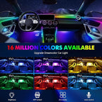 2026 Upgraded Car Ambient Lighting Kits Dreamcolor Acrylic Interior Car LED Strip Light with Wireless APP, RGB 22 in 1 Dynamic Chasing Music Sync LEDs Fiber Optic Strip Lights