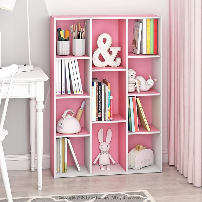 Furinno LUDER Book Shelf, 11-Cube Bookshelf, Reversible Bookcase, 9.4 x 29.1 x 41.7, Easy Assembly, for Living Room, Bedroom,