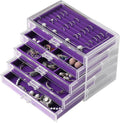 Frebeauty Extra Large Acrylic Jewelry Box for Women 5 Layers Clear Jewelry Organizer Velvet Earring Box with 5 Drawers Rings 
