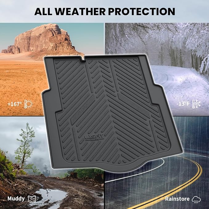 LASFIT Trunk Mat for Chevrolet Chevy Cruze 2016-2020 (Not for 2016 Cruze Limited), Only Fit Cargo with Spare Tire, All Weather TPE Custom Fit Cargo Mat Trunk Liner (Fit Sedan, Not for Hatchback)