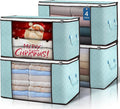 Budding Joy 90 L Large Storage Bags, 4 Pack Clothes Storage Bins Foldable Closet Organizer Storage Containers Storage and Org