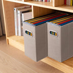 4 Packs Letter Size File Organizer, File Folders Organizer, Fabric Storage Box, Collapsible Paper Organizer with Metal Handle