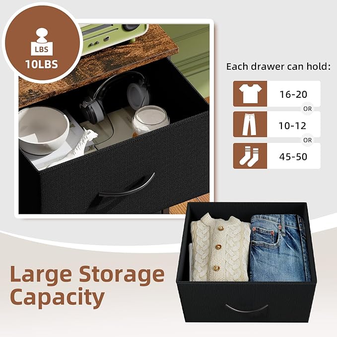 Somdot Tall Dresser for Bedroom with 5 Drawers, Storage Organizer Chest of Drawers with Removable Fabric Bins for Closet Beds