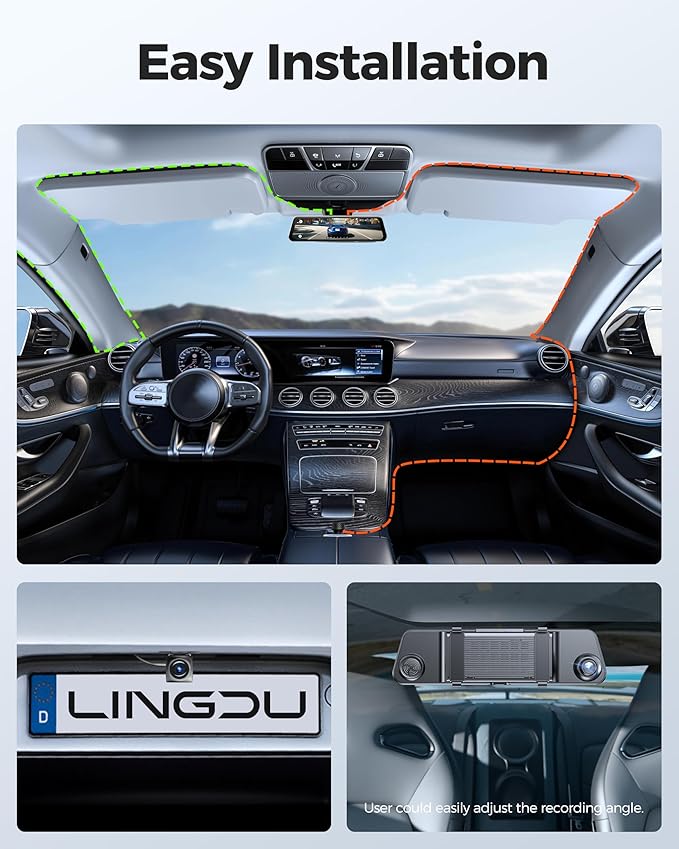12" Mirror Dash Cam, 4K UHD Front and 2.5K Rear View Dash Camera for Car, with ADAS BSD LCA Smart Mode, GPS, G-Sensor, Loop R
