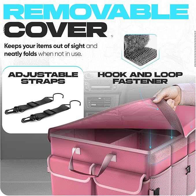 FORTEM Trunk Organizer with Cooler For SUV Car Trunk, Foldable Storage, Car Accessories for Women Men, Collapsible Bag, Perfect