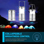 Lichamp LED Camping Lantern, 4 Pack Battery Powered Flashlight for Power Outages, Portable Collapsible Hanging Light Essentia