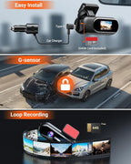 4K Dash Cam Front,Built-in 5G WiFi,64GB Card Included, Dash Camera for Cars, Mini 1.5" IPS Screen Dashcam with App Control,Su