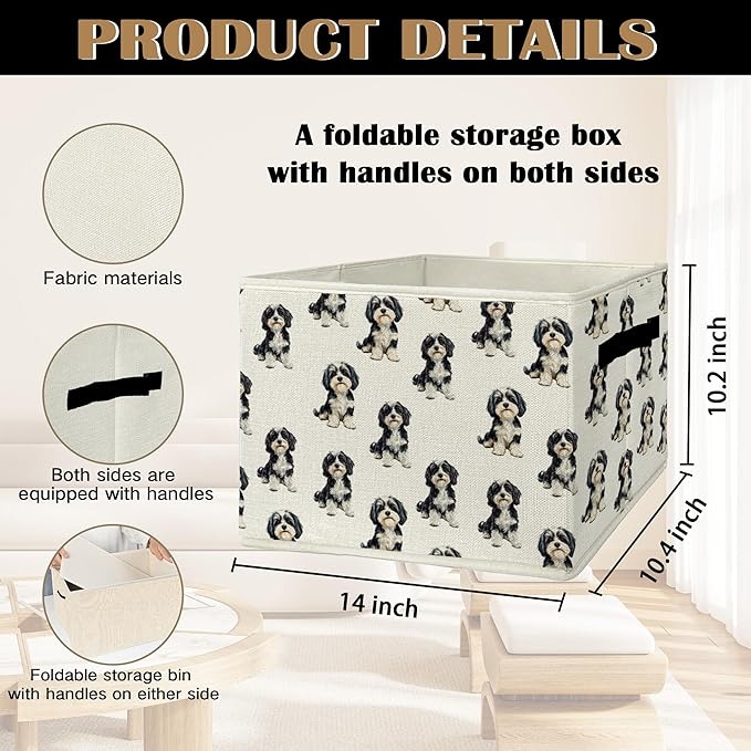 Havanese Gifts Storage Bins & Boxes with Handles, Dog Foldable Basket for Organizing Dog Lovers Owners Women, Havanese Christ