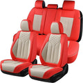 Coverado Leather Car Seat Covers Full Set, 5 Seats Seat Covers for Cars, Waterproof Car Seat Cushions, Front and Rear Seat Pr
