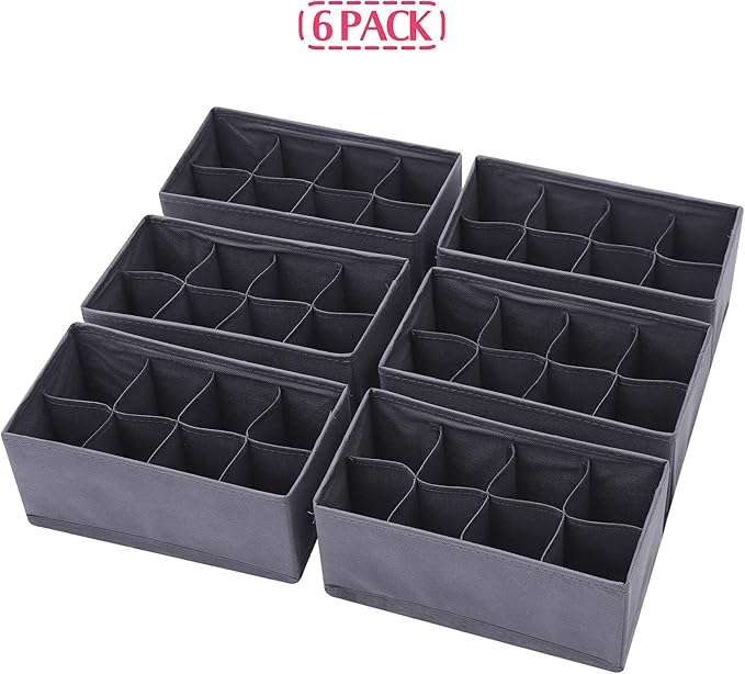 DIOMMELL 6 Pack Foldable Cloth Storage Box Closet Dresser Drawer Organizer Fabric Baskets Bins Containers Divider for Clothes