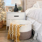 INDRESSME XXXLarge Blanket Basket for Living Room 21.7" x 21.7" x 13.8"-Storage Basket with Handle for Organizing Toy Pillows