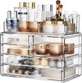 ZHIAI Stackable Storage Drawers, Acrylic Bathroom Counter Organizer Clear Makeup Organizers for Vanity, Kitchen Cabinets, Bat