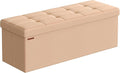 SONGMICS Mazie Collection - Storage Ottoman Bench, 43 Inches Folding Foot Rest Stool, End of Bed Bench, Easy Assembly, for Li