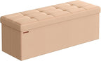 SONGMICS Mazie Collection - Storage Ottoman Bench, 43 Inches Folding Foot Rest Stool, End of Bed Bench, Easy Assembly, for Li