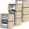 Fab totes 8 Pack Clothes Storage, Foldable Thick Fabric Blanket Storage Bags, Containers for Organizing Bedroom, Closet, Clot