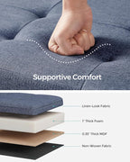 SONGMICS MAZIE Collection - 43 Inches Folding Storage Ottoman Bench, Ottoman Foot Rest, End of Bed Bench, Storage Chest, Load