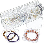Clear Travel Jewelry Organizer Box, Rectangular Plastic Storage Container with 15 Sturdy Portable Small Cases for Organizing 