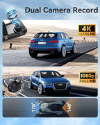 4K Rear View Mirror Camera with Carplay&Android Auto,12" Mirror Dash Cam Front and Rear with Voice Control for Cars&Trucks,Sm