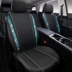CAR PASS Leather Bling Diamond Car Seat Covers 2 Front Interior Sets, Waterproof Universal Shining Glitter Crystal Sparkle Fit for 95% Automotive Truck SUV Cute Women Girl, Black Mint Rhinestone