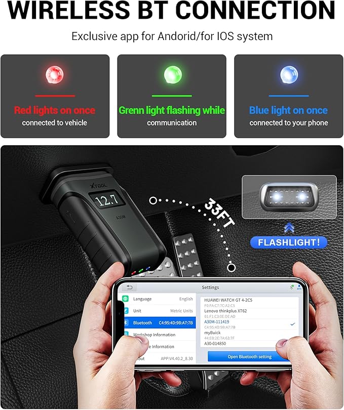 XTOOL Anyscan A30M OBD2 Scanner Kit, 2026 Wireless Bidirectional Scan Tool with Free Updates, 26 Resets, Live Data, All System