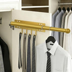 Valet Rod for Closet Retractable with 4 Hooks, 13.4"-23.2" Pull Out Clothes Hanger Rail, Heavy Duty Alloy Steel Side Mount Wa