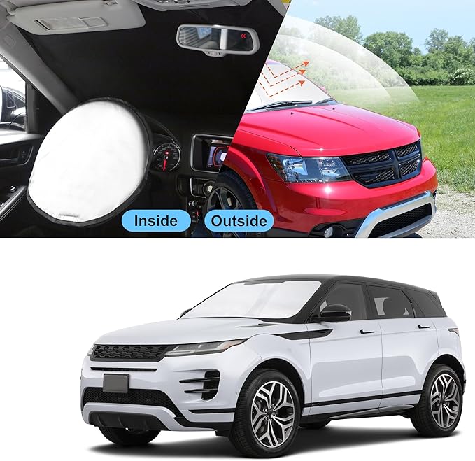 TINGLU Sun Shade for Dodge Journey 2009-2020 Accessories Windshield Sun Shade Window Shade UV Rays Protection Sun Visor Cover with Steering Wheel Sunshade Storage Bag