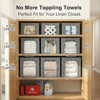GoMaihe Clothes Storage Bins Metal Frame: 55L Extra Large Stackable Closet Storage Bin with Lid & Clear Window, Heavy Duty Bl