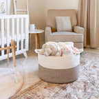 INDRESSME XXXLarge Blanket Basket for Living Room 21.7" x 21.7" x 13.8"-Storage Basket with Handle for Organizing Toy Pillows