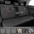 CAR PASS Leather Bling Seat Covers Full Sets 16 pcs, Bling Diamond Car Accessories Set for Women, Sparkly Rhinestone Steering