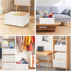 Large 17''x12'' Quart Collapsible Stackable Storage Bins with Lids, 6 Packs Off White Fabric Closet Boxes with Lids, Storage 