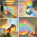 Rainbow Privacy Film with Cutting Line, 3D Decals Stained Glass Window Clings, Static Cling Window Sticker, Suncatcher - 35.4" x 157.4"