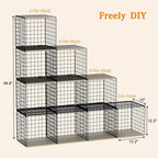 4-Tier Stackable Closet Organizers and Storage Basket, Shelves with Wood Top, Foldable Clothes Storage Bin/Cube Drawer Organi