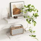 Fun Memories Deep Floating Shelves - 16" W x 9.3" D x 1.6" H Rustic Grey Wall Shelf - Wall Mounted Shelves for Storage - Wood