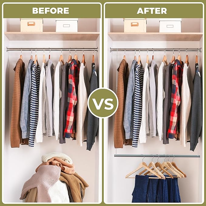 Hanging Closet Rod, 17-29In Adjustable Width and Up to 37In Height Adjustable Closet Rod Extender, Double Closet Rods Hanging