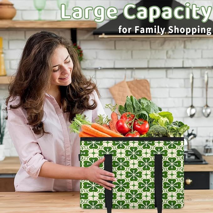 Reusable Grocery Bag, Foldable Large Shopping Tote Bag for Groceries Kitchen Picnic Car Trunk